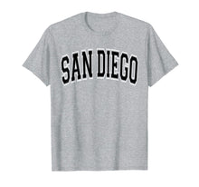 Load image into Gallery viewer, San Diego T Shirt - Varsity Style Black Text