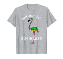 Load image into Gallery viewer, Embrace Differences Puzzle Flamingo Autism Awareness Tshirt