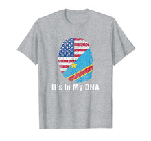 Load image into Gallery viewer, DR of Congo Flag T shirt & USA Flag DNA Fingerprint T Shirt