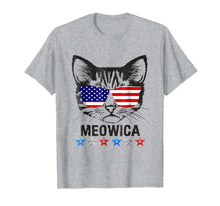 Load image into Gallery viewer, 4th of July T Shirt American Flag Cat MEOWICA Shirt