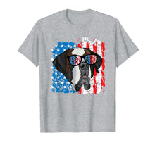 Load image into Gallery viewer, 4th of July Dog Patriotic Saint Bernard Dog with Sunglasses T-Shirt