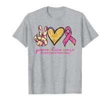 Load image into Gallery viewer, Peace Love Cure Pink Ribbon Breast Cancer Awareness Gift T-Shirt-582394