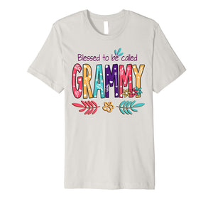 Blessed To Be Called Grammy Flower T-Shirt Funny Grammy Gift Premium T-Shirt