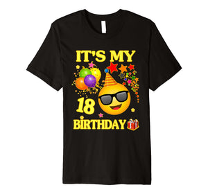 It's My 18th Birthday Emoji Shirt 18 Years Old 18th Gift