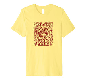 10 Pesos Columbia Postage Stamp T shirt - Maroon Stencil Art