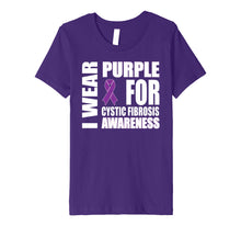 Load image into Gallery viewer, Cystic Fibrosis Awareness Purple Ribbon Support T-shirt
