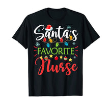 Load image into Gallery viewer, Santa&#39;s Favorite Nurse Xmas Light Santa Hat Christmas Gift T-Shirt
