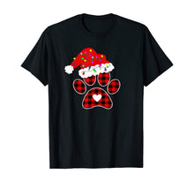 Load image into Gallery viewer, Buffalo Plaid Christmas Paw Dog with Santa hat &amp; Lights Gift T-Shirt
