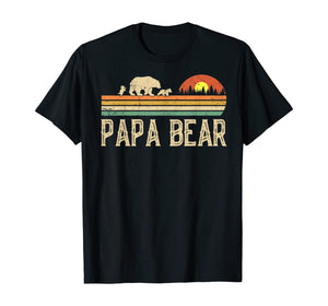 Mens Papa Bear Vintage Art Daddy Wildling Father's Day Dad T-Shirt-423569