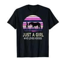 Load image into Gallery viewer, Just a Girl Who Loves Horses - Riding Retro sunset Gifts T-Shirt

