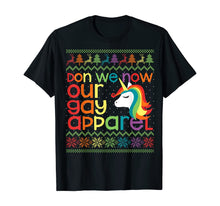 Load image into Gallery viewer, Gay Christmas Rainbow Unicorn Don We Now Our Gay Apparel T-Shirt
