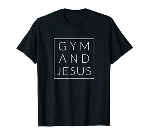 Gym and Jesus, Christian Workout, Fun Modern Fitness Tshirt