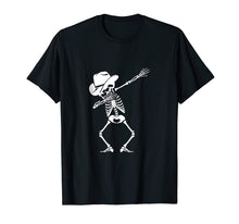Load image into Gallery viewer, Dabbing Skeleton T-shirt Cowboy Hat Skull Shirt Dance Move
