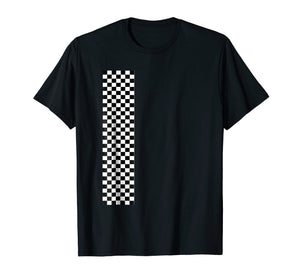 Checkered Checker Black & White Vertical Stripe T-Shirt