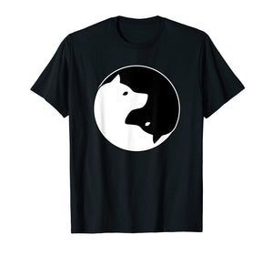 Cool Yin Yang Dog T-Shirt - Cute Shiba Inu Tee - Black White