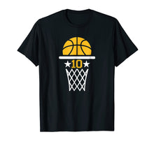 Load image into Gallery viewer, 10 Years Old Boy 10th Birthday T-shirt Basketball Theme Gift
