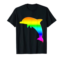 Load image into Gallery viewer, Dauphin Silhouette Watercolor tee Cool Rainbow T-Shirt
