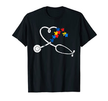 Load image into Gallery viewer, Funny Nurse Autism Puzzle Stethoscope Heart Tshirt
