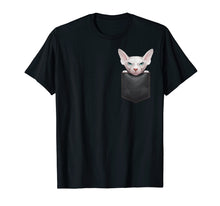 Load image into Gallery viewer, White Sphynx Cat in Breast Pocket T-Shirt

