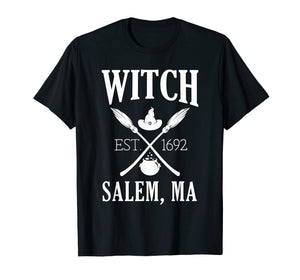Funny Halloween Witch Salem Tshirt Broom Cauldrom Witch Hat