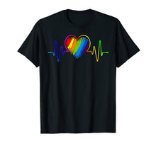 Load image into Gallery viewer, LGBT Rainbow Heartbeat T-shirt Gay and Lesbian Pride
