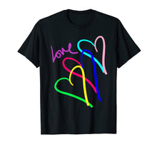 Load image into Gallery viewer, Love Neon Hearts Rainbow Connection Valentine Girls T Shirt
