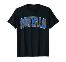Load image into Gallery viewer, Buffalo NY T Shirt - Varsity Style Blue Text

