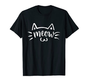 Kawaii Kitty Cat Meow Face Brush Letter Tshirt