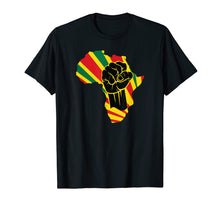 Load image into Gallery viewer, Africa Black Power Africa Map Fist African T-Shirt
