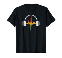 Load image into Gallery viewer, Distressed Headphones And Rasta Music Wave T-shirt
