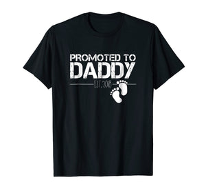 Mens Men's Promoted To Daddy Est 2018 T-Shirt New Dad Gift