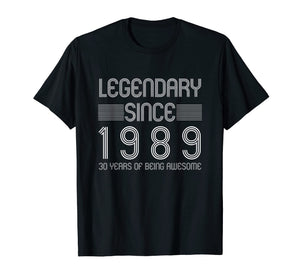 30th Birthday T Shirt - 30 Years Of Being Awesome Since 1989