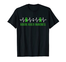 Load image into Gallery viewer, Green Ribbon Heart Beat - Mental Health Awareness T-shirt
