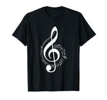 Load image into Gallery viewer, Music Note T Shirt White Clef Musical Symbol for Musician
