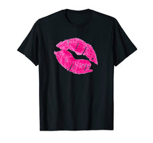 Load image into Gallery viewer, Neon Pink 80's Retro Throwback Lips Kiss T Shirt
