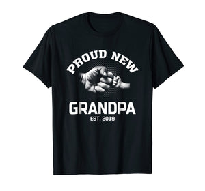 Mens Proud New Grandpa EST 2019 Gift Shirt Father's Day
