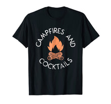 Load image into Gallery viewer, Campfires and Cocktails Tshirt Drinking Camping Trips
