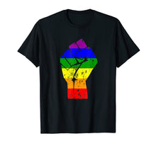 Load image into Gallery viewer, Resist Fist Rainbow Flag Gay Pride  T-Shirt
