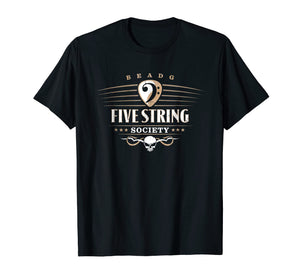 Mens Five String Society Tshirt for 5 String Bass Guitar Players