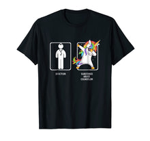 Load image into Gallery viewer, Doctor vs Substance Abuse Counselor Funny Unicorn T-shirt
