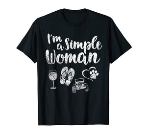 I'm A Simple Woman Shirt Love Wine Flip Flop Dog Jeeps Gift