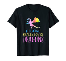 Load image into Gallery viewer, Cute Dragon TShirt This Girl Loves Dragons Gift Rainbow Tee
