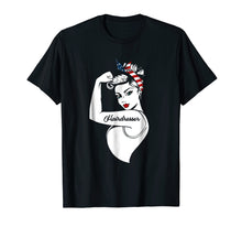 Load image into Gallery viewer, Awesome Women Tshirt Hairdresser American flag
