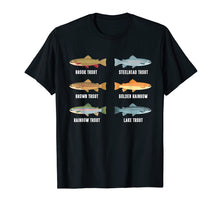 Load image into Gallery viewer, Fishing T-shirt Types of Trout Fish Species Funny Gift Tees

