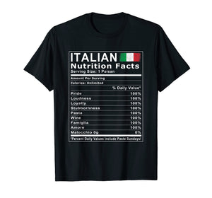 Italian Nutrition Facts T Shirt