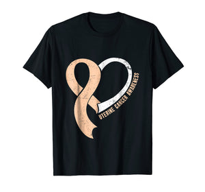 Heart Ribbon Uterine Cancer Awareness T-Shirt