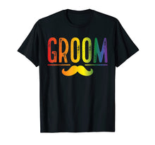 Load image into Gallery viewer, Mens Bachelor Party Shirt Rainbow Gay Pride Groom Moustache
