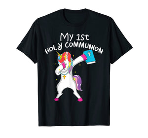My 1st Holy Communion Unicorn Dabbing Tshirt Gift Boy Girl