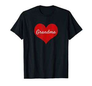 Mother's Day I Love Grandma Heart Vintage T-Shirt Gift Women