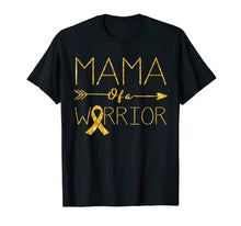 Load image into Gallery viewer, Golden Mama Of A Warrior Childhood Cancer Awareness T-Shirt
